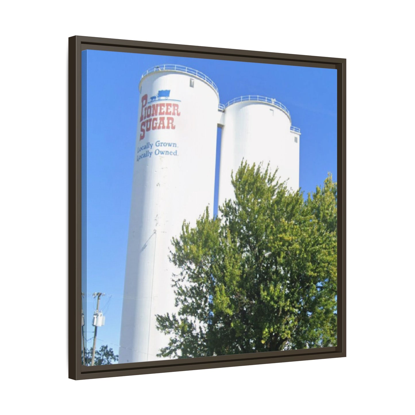 Pioneer Sugar Framed Matte Canvas Print - Vintage Farm Silos Art