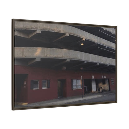 Downtown Findlay Parking Garage Urban Vibes Framed Canvas Art | Modern Wall Decor