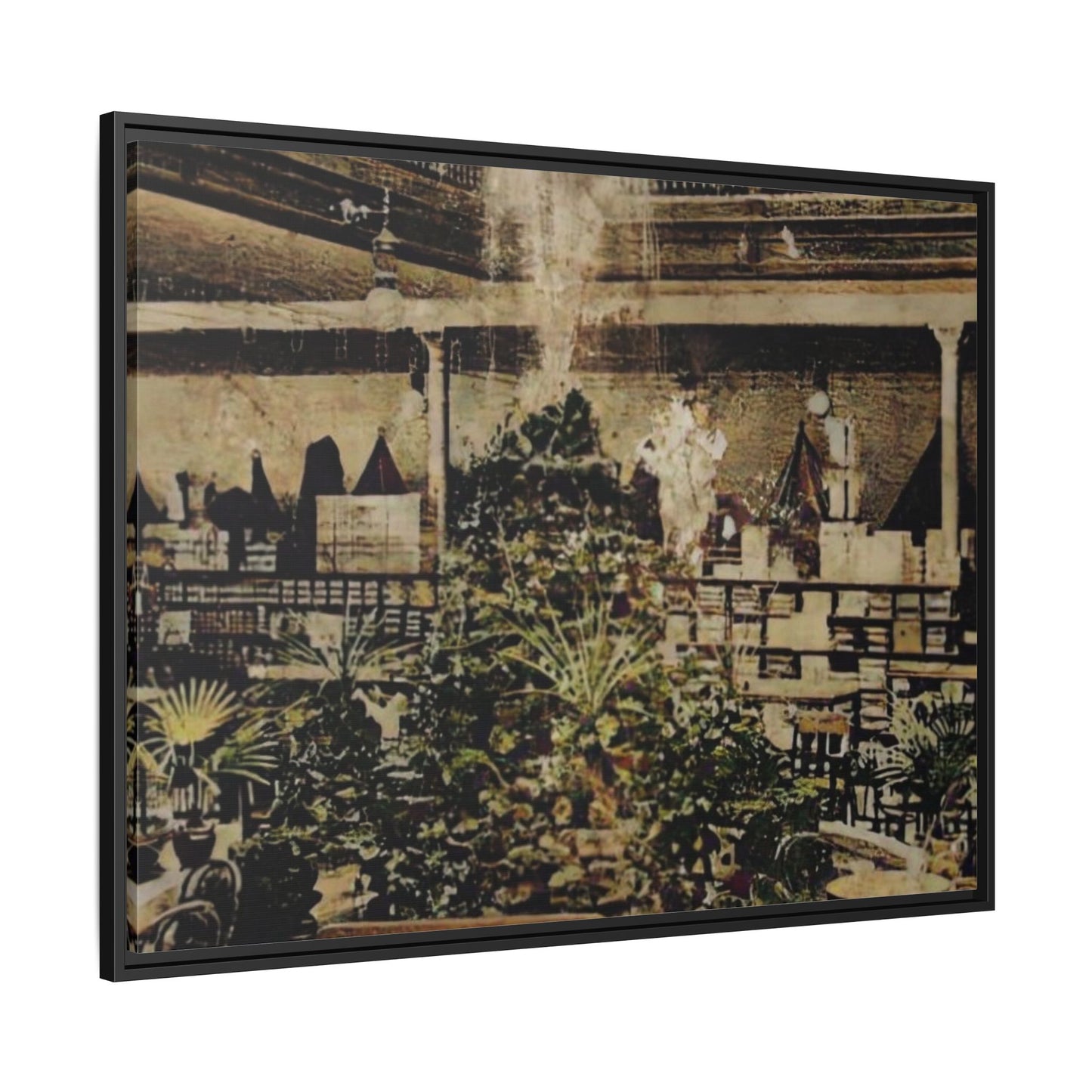 “Meet Me at the Fountain” C.F. Jackson’s Findlay, O. Vintage Matte Canvas Wall Art - Framed Historic Ohio Scene