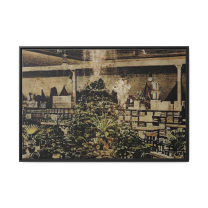 “Meet Me at the Fountain” C.F. Jackson’s Findlay, O. Vintage Matte Canvas Wall Art - Framed Historic Ohio Scene