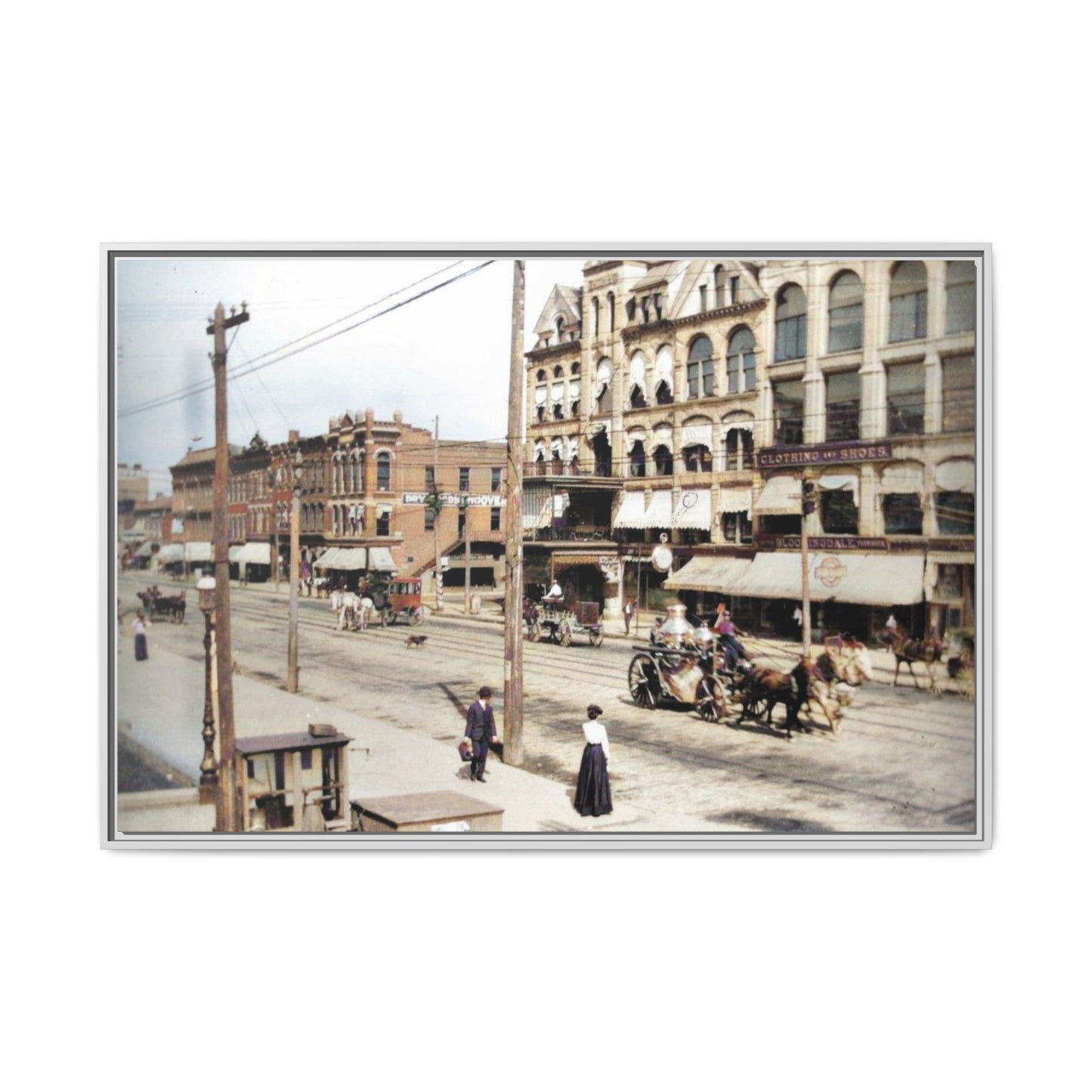 Marvin Block Findlay O. Vintage Street Scene Framed Matte Canvas - Urban Nostalgia Artwork