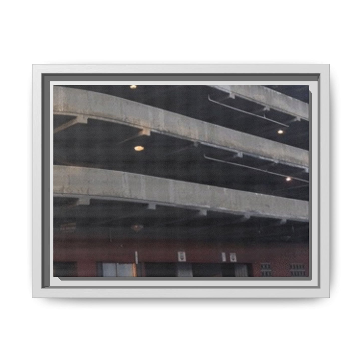 Downtown Findlay Parking Garage Urban Vibes Framed Canvas Art | Modern Wall Decor