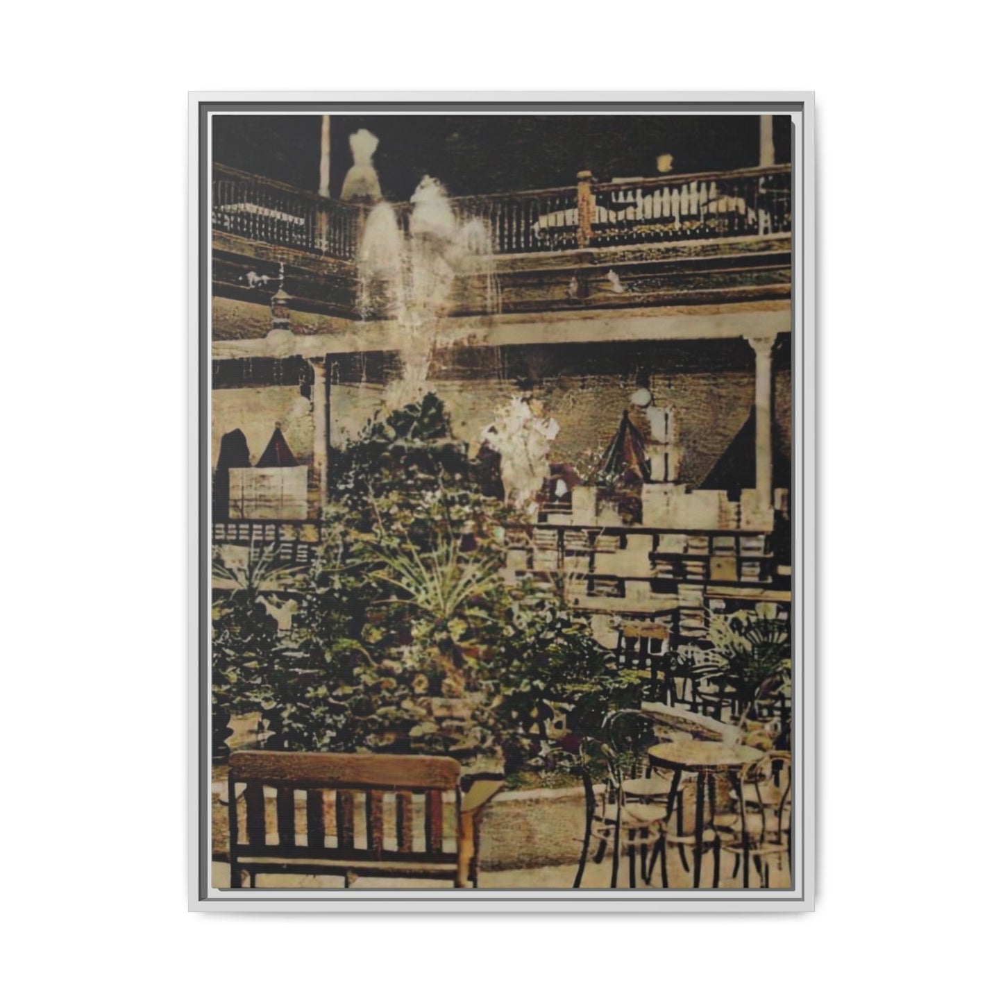 “Meet Me at the Fountain” C.F. Jackson’s Findlay, O. Vintage Matte Canvas Wall Art - Framed Historic Ohio Scene