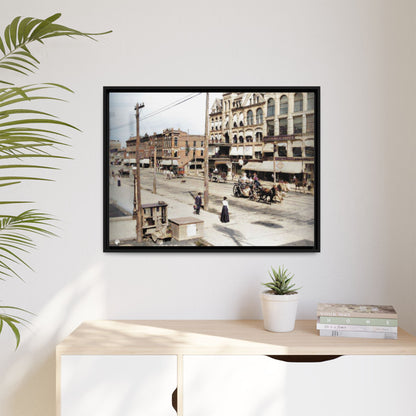 Marvin Block Findlay O. Vintage Street Scene Framed Matte Canvas - Urban Nostalgia Artwork