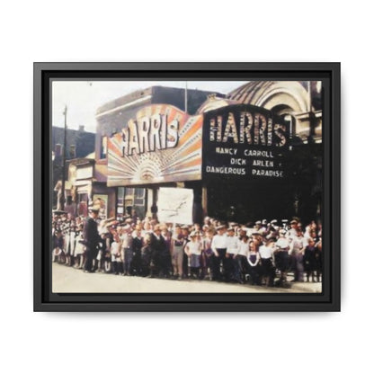 Harris Theater lines galore Vintage Framed Canvas Print - Historic Harris Theater Scene