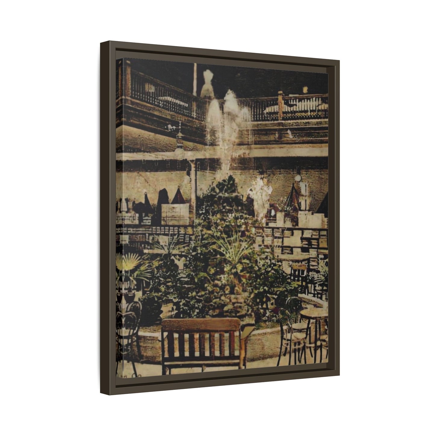 “Meet Me at the Fountain” C.F. Jackson’s Findlay, O. Vintage Matte Canvas Wall Art - Framed Historic Ohio Scene