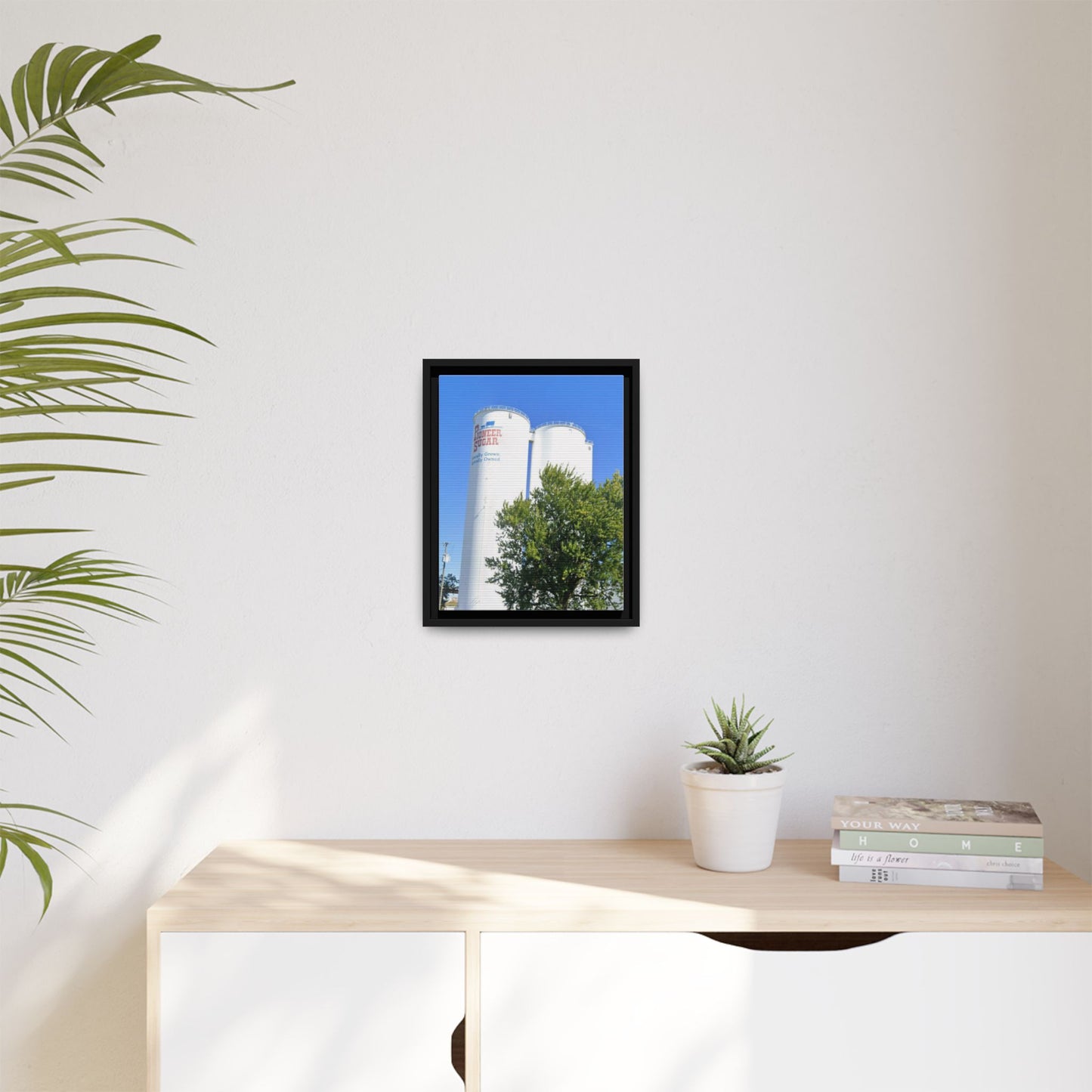 Pioneer Sugar Framed Matte Canvas Print - Vintage Farm Silos Art