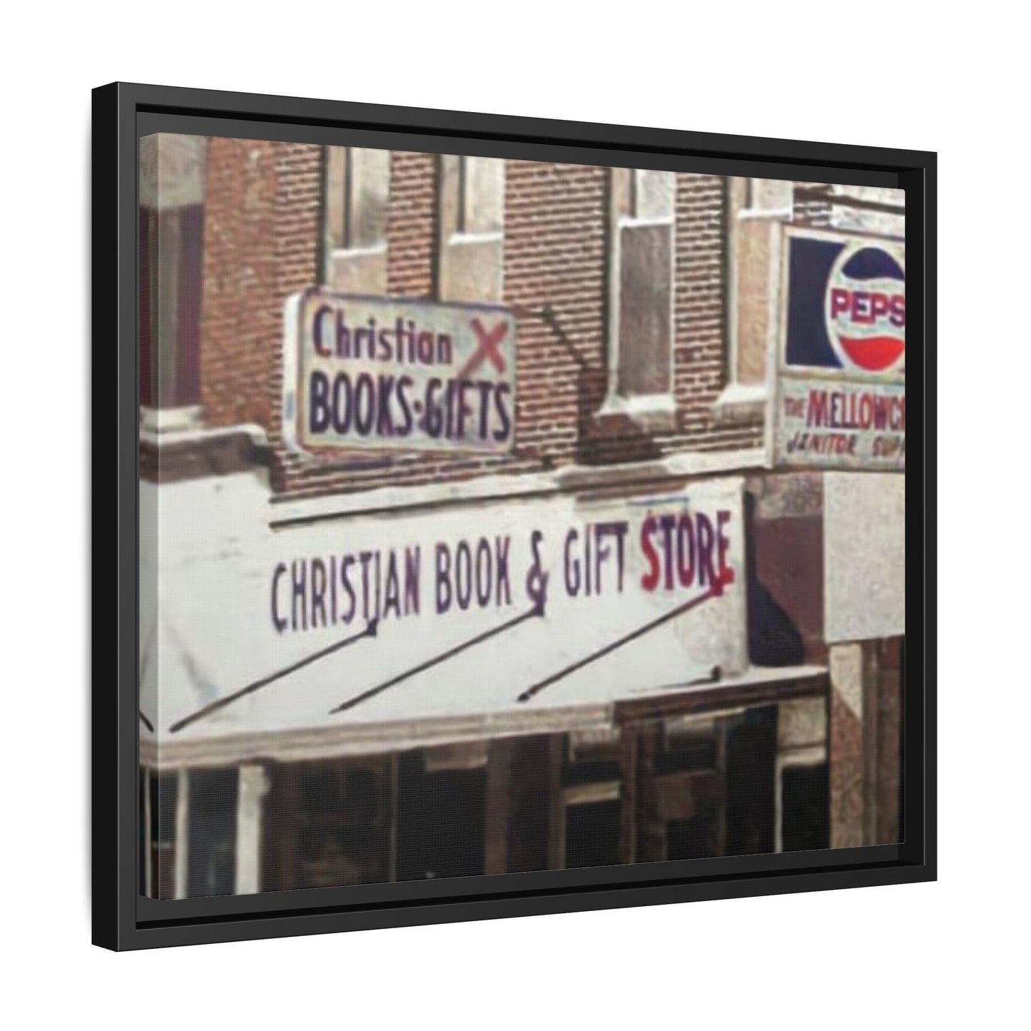 Christian Gift and Book Store Vintage Framed Canvas Art - Christian Book & Gift Store