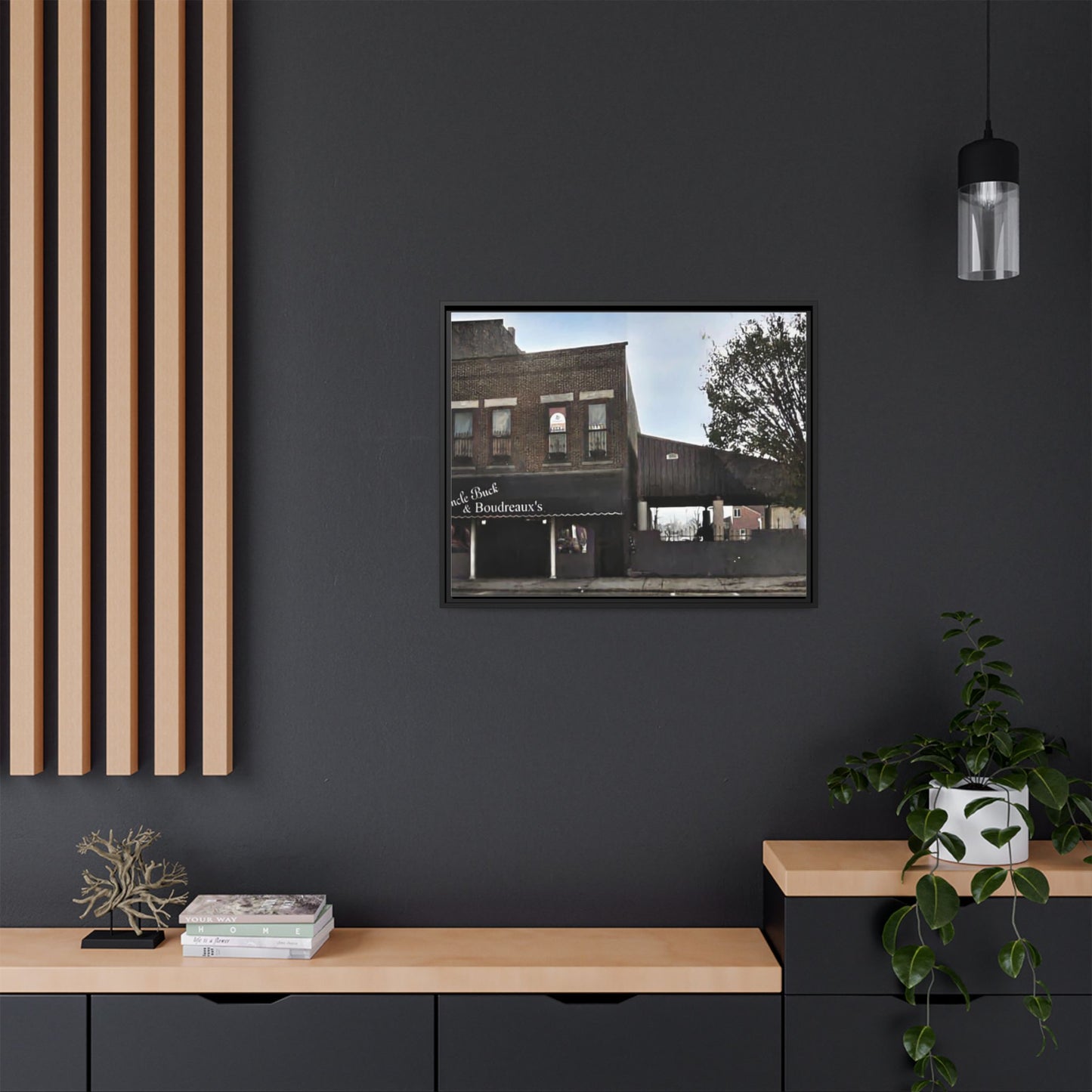 Uncle Buck & Boudreaux’s Framed Matte Canvas Art - Uncle Buck & Boudreaux's Street Scene Decor