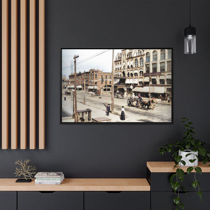 Marvin Block Findlay O. Vintage Street Scene Framed Matte Canvas - Urban Nostalgia Artwork