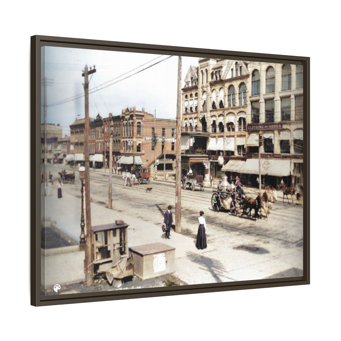 Marvin Block Findlay O. Vintage Street Scene Framed Matte Canvas - Urban Nostalgia Artwork