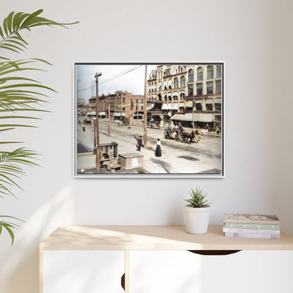 Marvin Block Findlay O. Vintage Street Scene Framed Matte Canvas - Urban Nostalgia Artwork