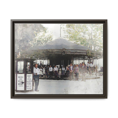 Vintage Carousel Wall Art - Matte Framed Canvas Print