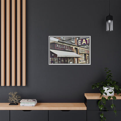 Retro Framed Canvas Print - Miller's Eatery Sign Artwork