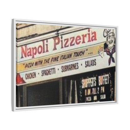 Napoli Pizzeria Retro Framed Canvas Print - Classic Italian Restaurant Decor