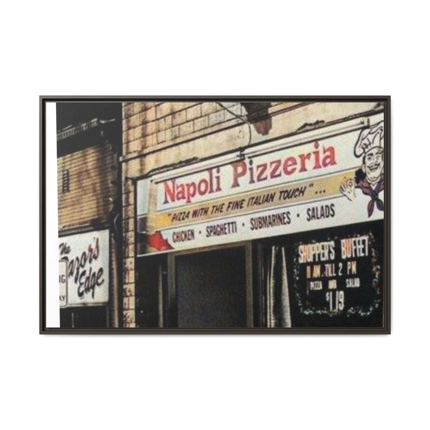 Napoli Pizzeria Retro Framed Canvas Print - Classic Italian Restaurant Decor