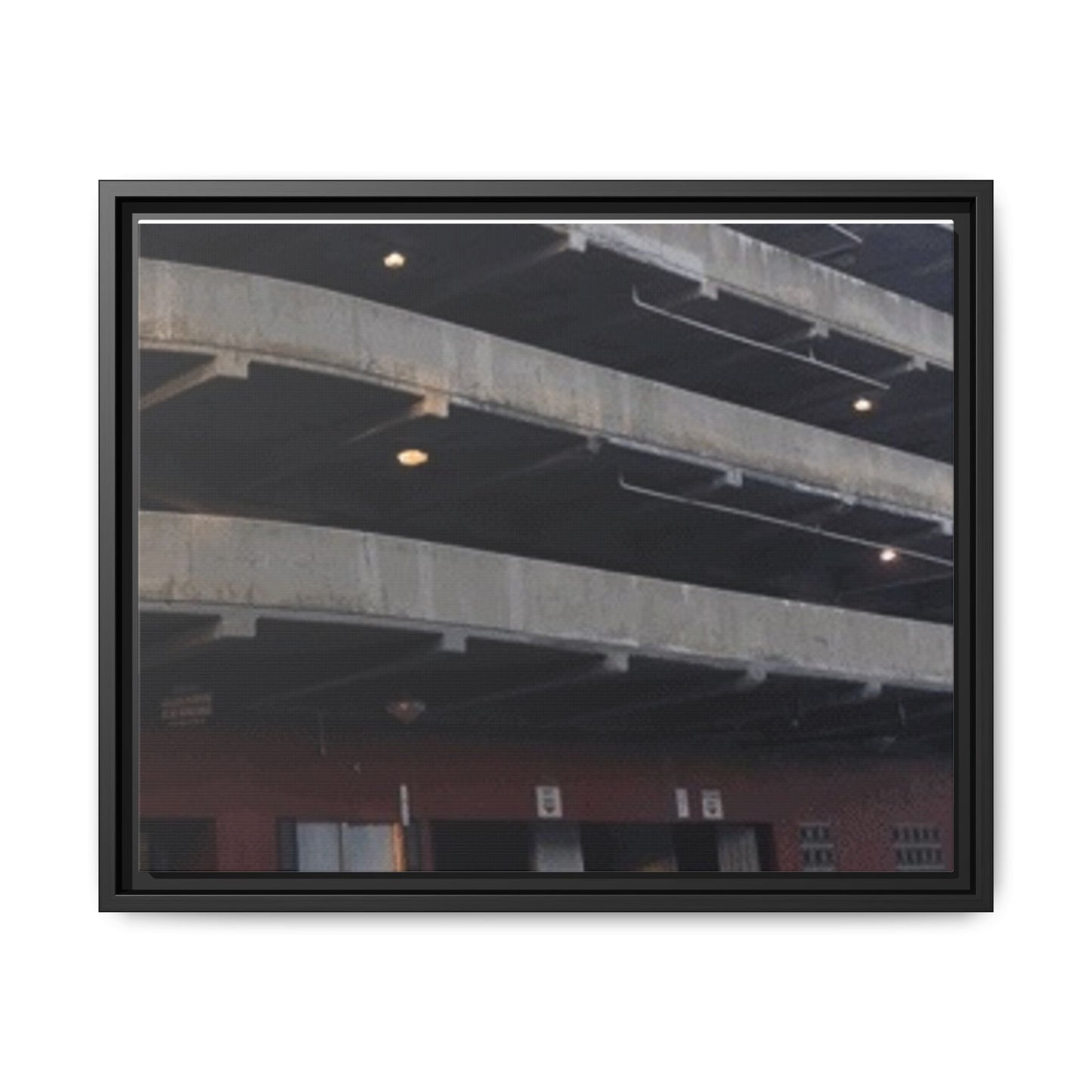 Downtown Findlay Parking Garage Urban Vibes Framed Canvas Art | Modern Wall Decor