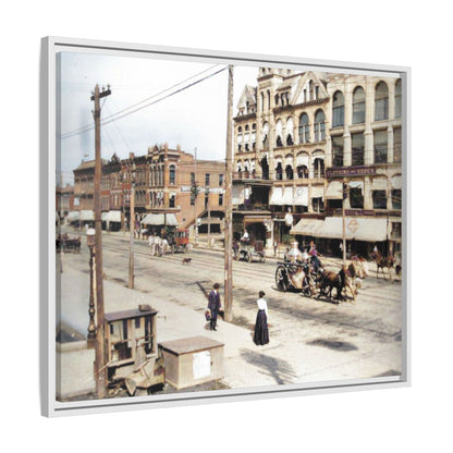 Marvin Block Findlay O. Vintage Street Scene Framed Matte Canvas - Urban Nostalgia Artwork