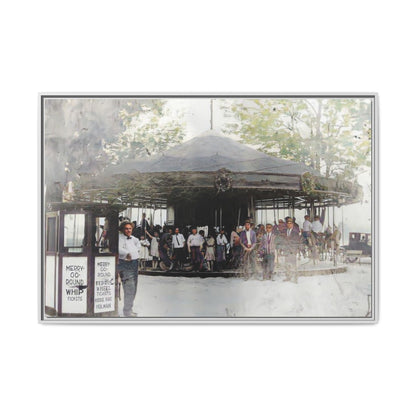 Vintage Carousel Wall Art - Matte Framed Canvas Print