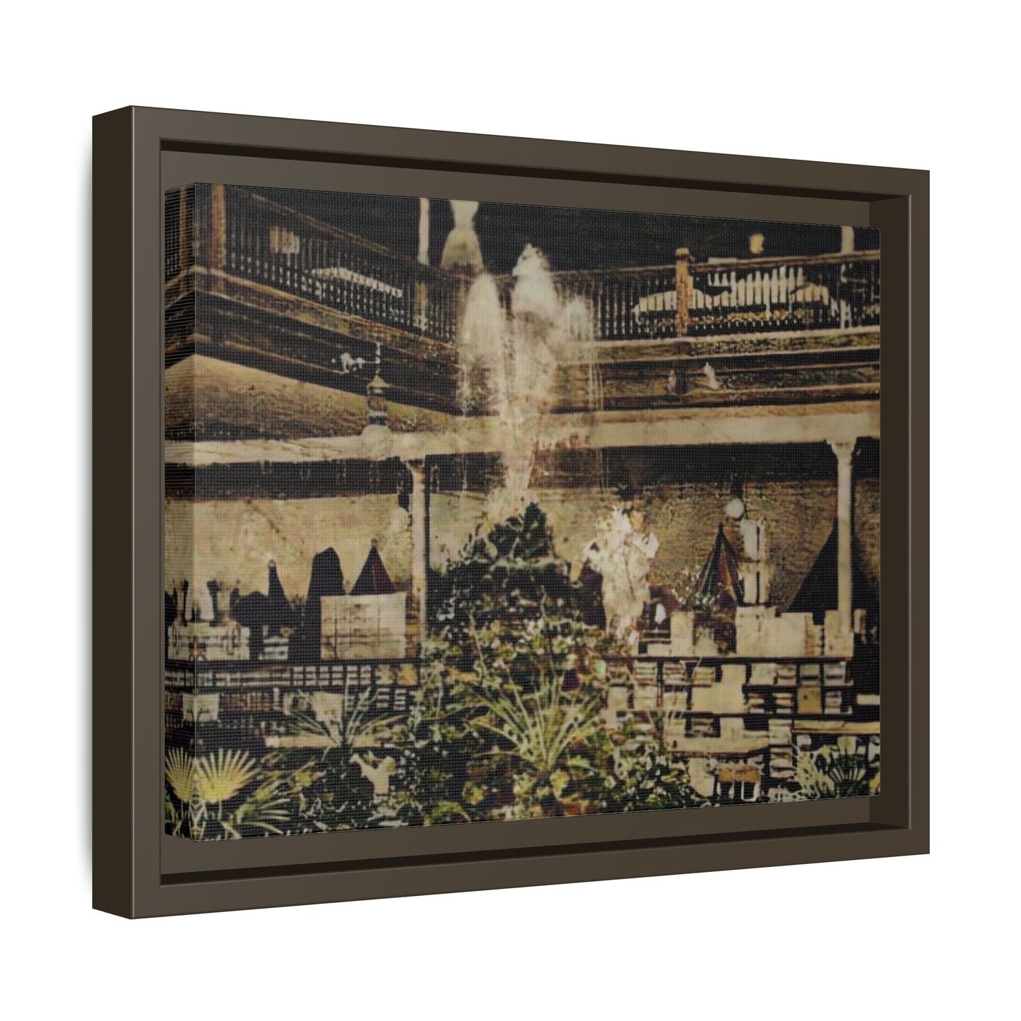 “Meet Me at the Fountain” C.F. Jackson’s Findlay, O. Vintage Matte Canvas Wall Art - Framed Historic Ohio Scene