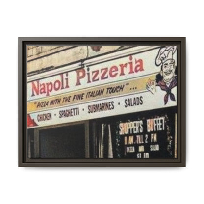 Napoli Pizzeria Retro Framed Canvas Print - Classic Italian Restaurant Decor