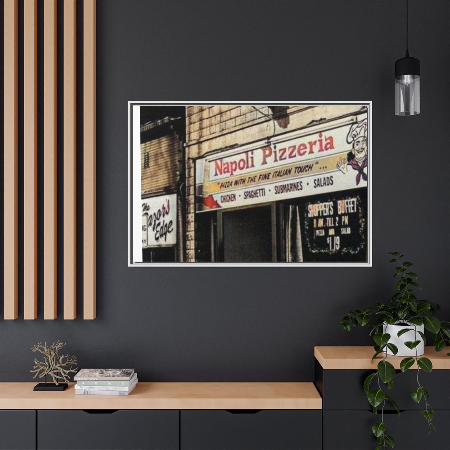 Napoli Pizzeria Retro Framed Canvas Print - Classic Italian Restaurant Decor