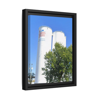 Pioneer Sugar Framed Matte Canvas Print - Vintage Farm Silos Art