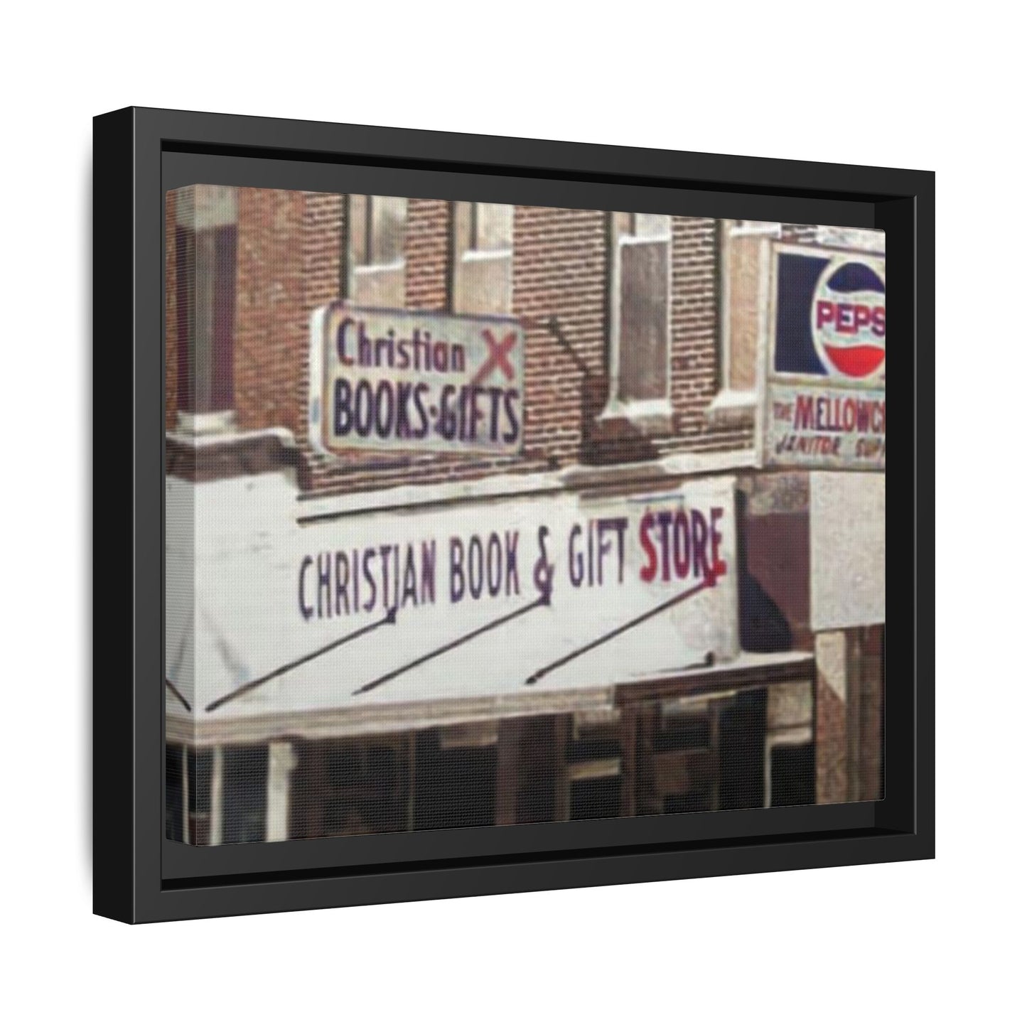 Christian Gift and Book Store Vintage Framed Canvas Art - Christian Book & Gift Store