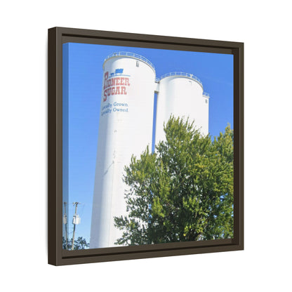 Pioneer Sugar Framed Matte Canvas Print - Vintage Farm Silos Art