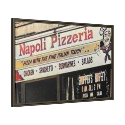 Napoli Pizzeria Retro Framed Canvas Print - Classic Italian Restaurant Decor