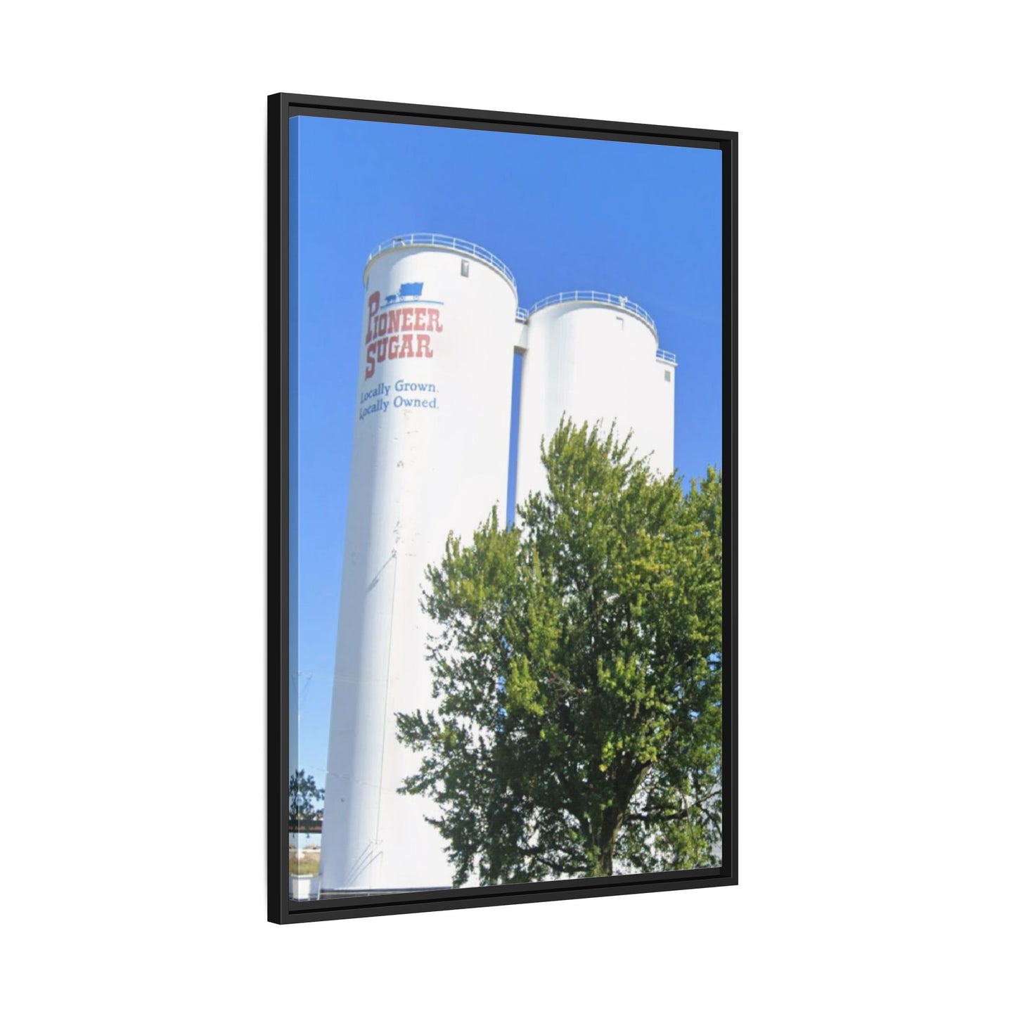 Pioneer Sugar Framed Matte Canvas Print - Vintage Farm Silos Art