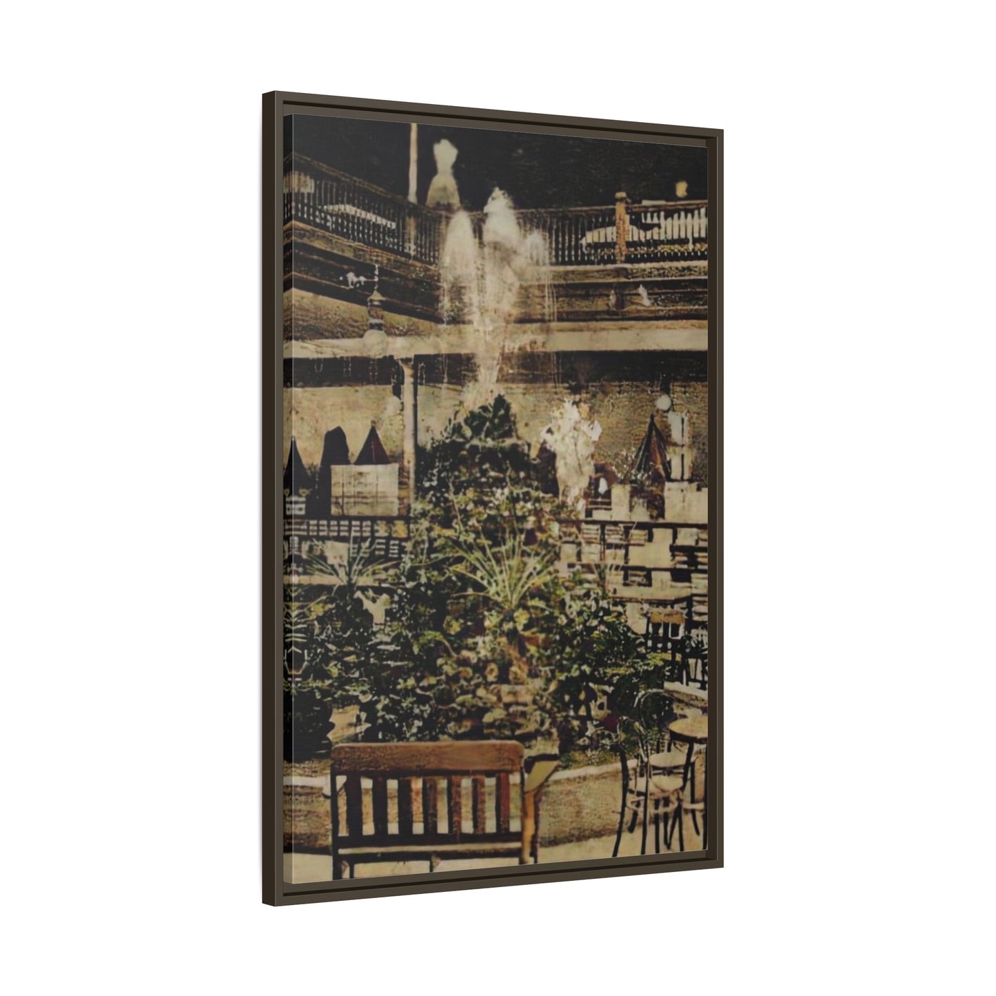 “Meet Me at the Fountain” C.F. Jackson’s Findlay, O. Vintage Matte Canvas Wall Art - Framed Historic Ohio Scene