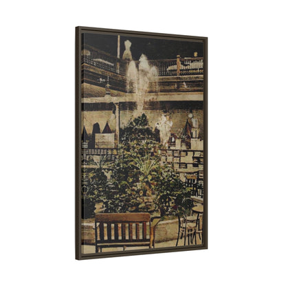 “Meet Me at the Fountain” C.F. Jackson’s Findlay, O. Vintage Matte Canvas Wall Art - Framed Historic Ohio Scene