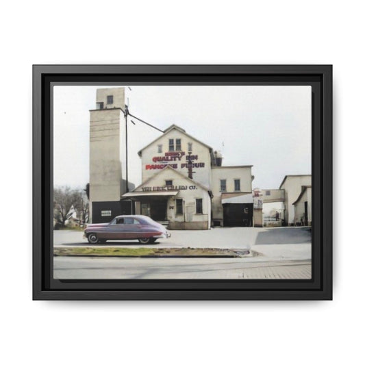 Kirk Mills Findlay O.  Vintage Framed Matte Canvas Art - Classic Car & Historic Building Décor