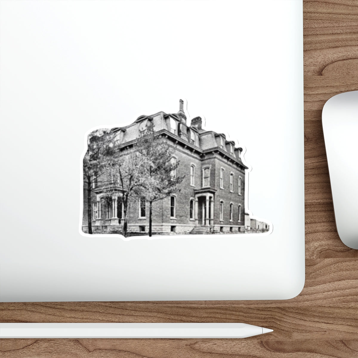 E  P Jones Mansion Findlay O Black and White Original Die-Cut Stickers