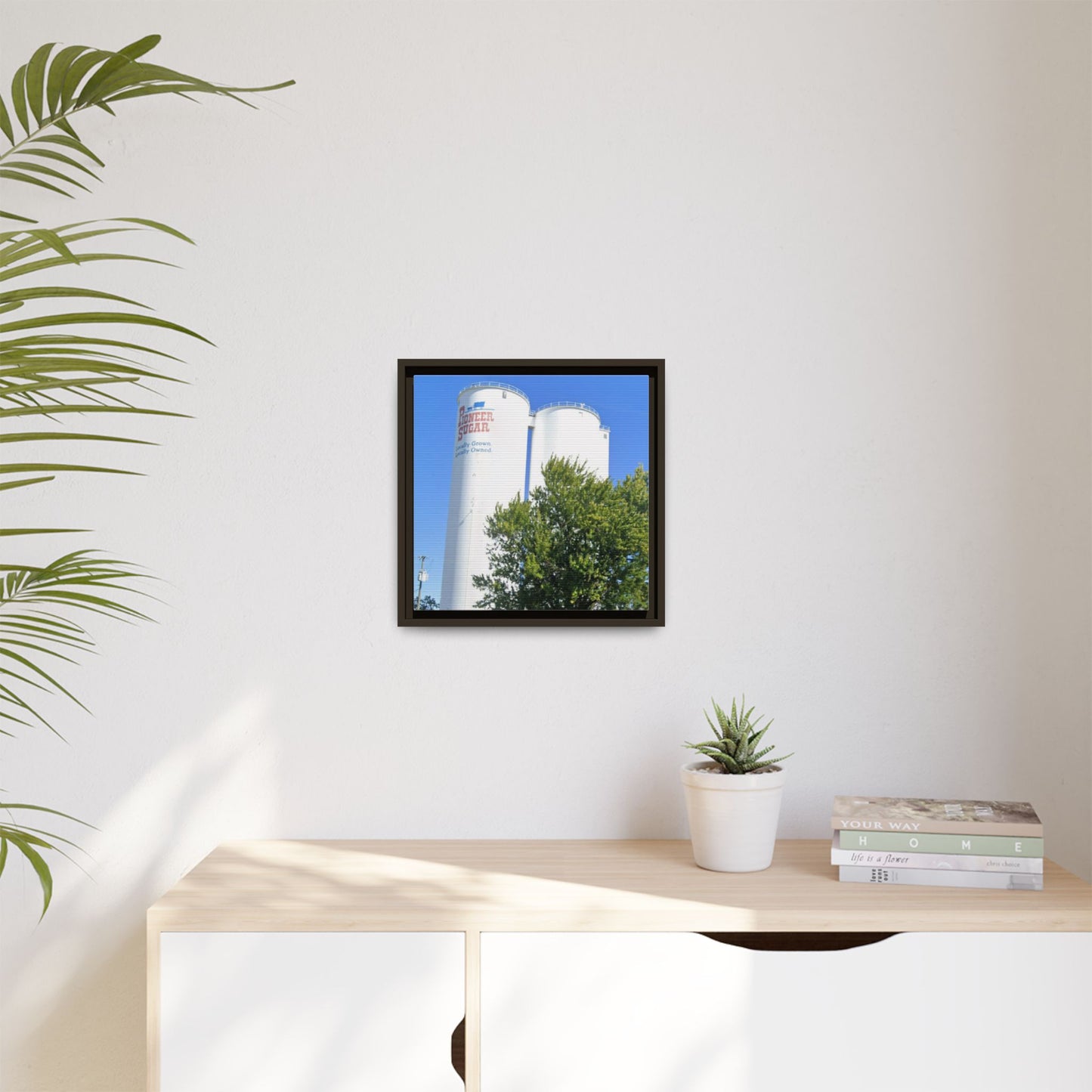 Pioneer Sugar Framed Matte Canvas Print - Vintage Farm Silos Art