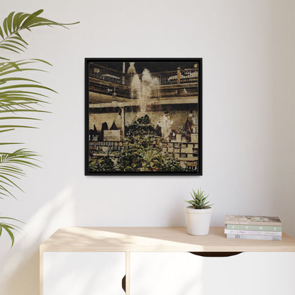 “Meet Me at the Fountain” C.F. Jackson’s Findlay, O. Vintage Matte Canvas Wall Art - Framed Historic Ohio Scene