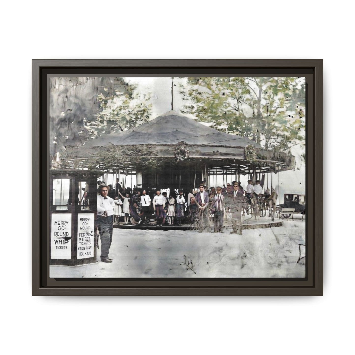 Vintage Carousel Wall Art - Matte Framed Canvas Print