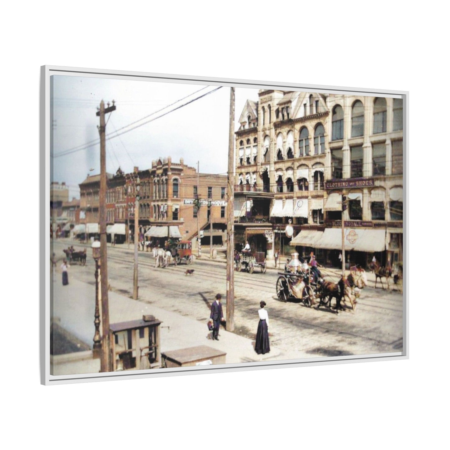 Marvin Block Findlay O. Vintage Street Scene Framed Matte Canvas - Urban Nostalgia Artwork