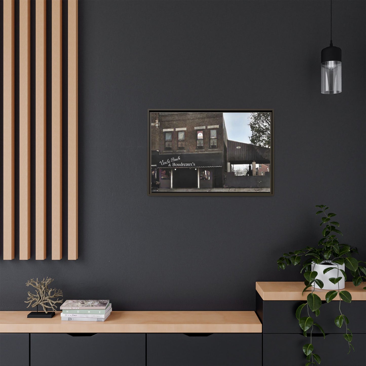 Uncle Buck & Boudreaux’s Framed Matte Canvas Art - Uncle Buck & Boudreaux's Street Scene Decor