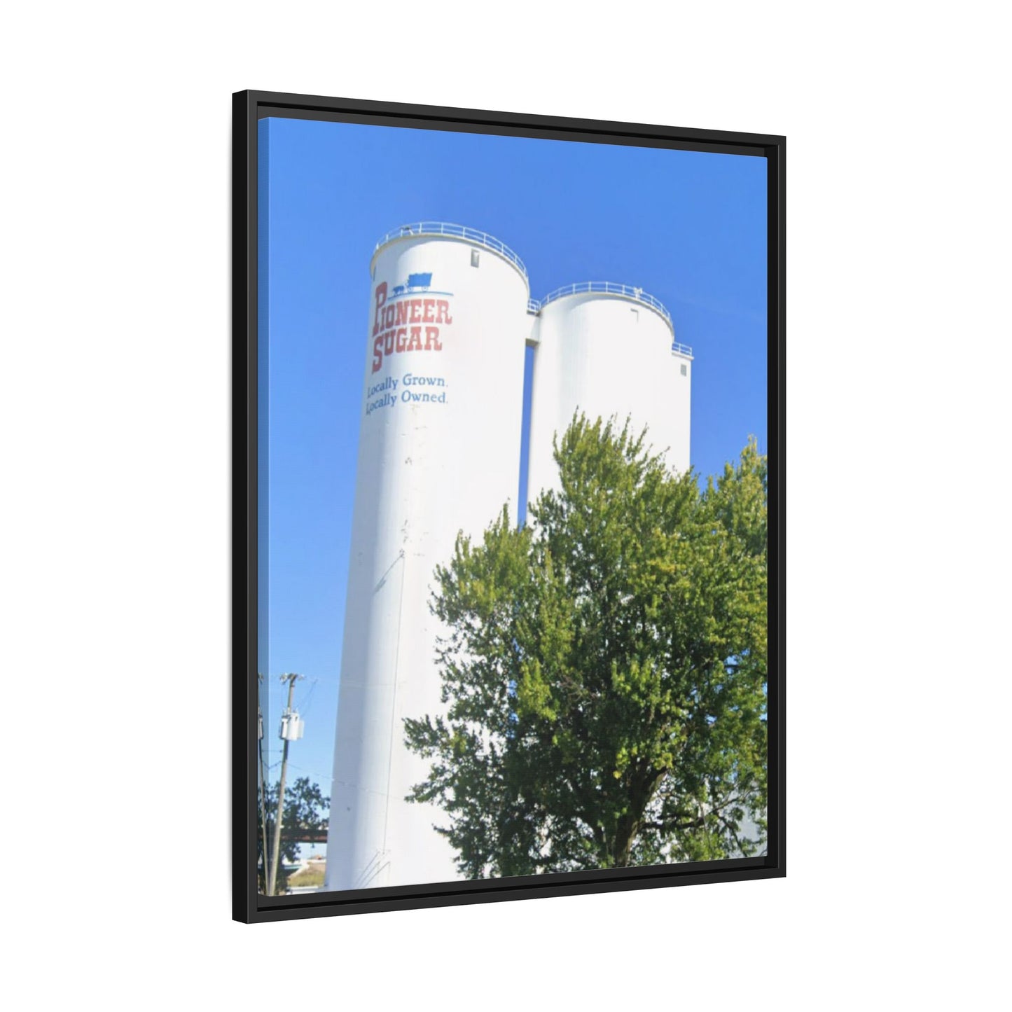 Pioneer Sugar Framed Matte Canvas Print - Vintage Farm Silos Art