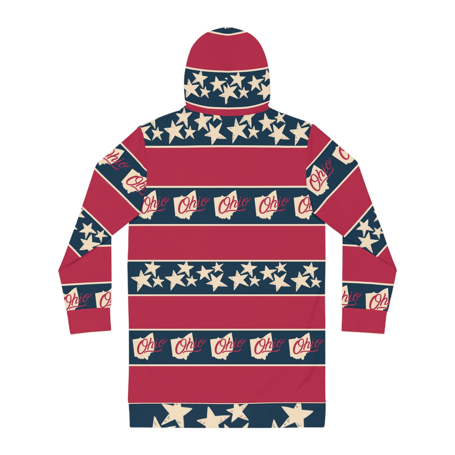 Ohio Red White and Blue Women's Hoodie Dress (AOP)