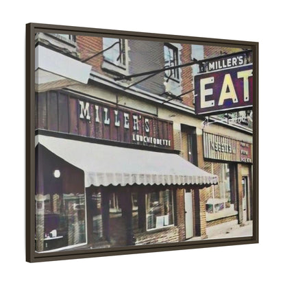 Retro Framed Canvas Print - Miller's Eatery Sign Artwork