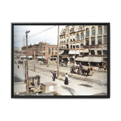 Marvin Block Findlay O. Vintage Street Scene Framed Matte Canvas - Urban Nostalgia Artwork