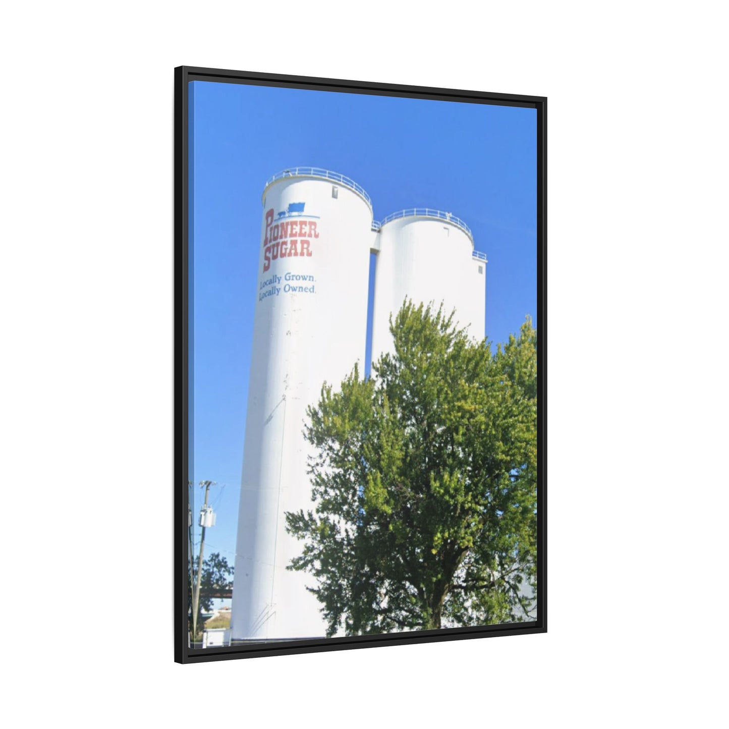 Pioneer Sugar Framed Matte Canvas Print - Vintage Farm Silos Art