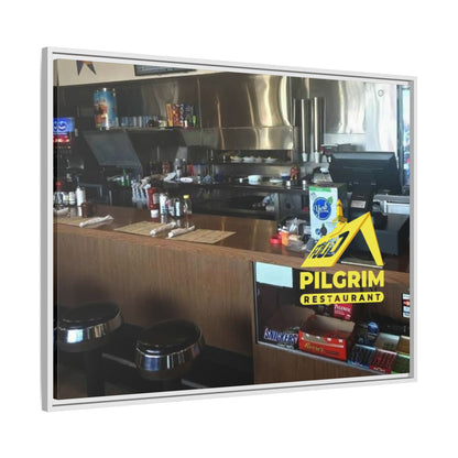 Pilgrim Resturant Counter Matte Canvas, Framed (Multi-color)