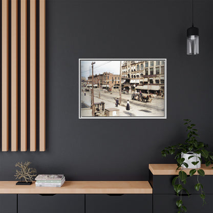 Marvin Block Findlay O. Vintage Street Scene Framed Matte Canvas - Urban Nostalgia Artwork