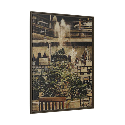 “Meet Me at the Fountain” C.F. Jackson’s Findlay, O. Vintage Matte Canvas Wall Art - Framed Historic Ohio Scene