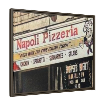 Napoli Pizzeria Retro Framed Canvas Print - Classic Italian Restaurant Decor