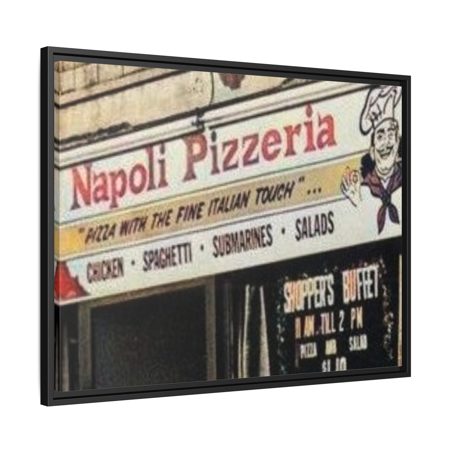 Napoli Pizzeria Retro Framed Canvas Print - Classic Italian Restaurant Decor